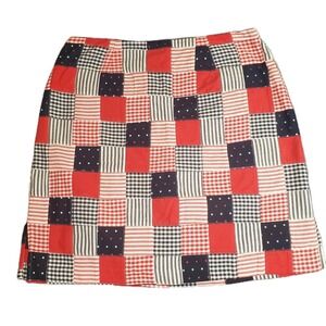 Vintage Norton McNaughton Patriotic Patchwork Skort Skirt Stars & Stripes Sz 8